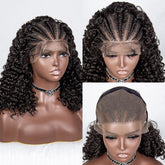 13x6 Front Lace Black Pre-Braided Deep Wave Wig for Black Women